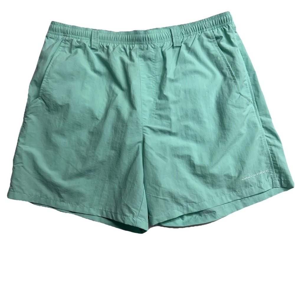 Columbia PFG Omni Shade Shorts Mens Large Aqua Fishing Performance Lined